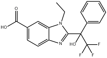 1H-Benzimidazole-6-carboxylic acid, 1-ethyl-2-(2,2,2-trifluoro-1-hydroxy-1-phenylethyl)-,2567984-73-8,结构式