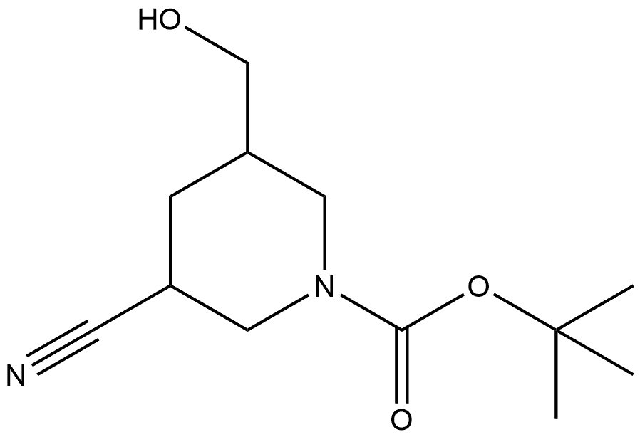 1-BOC-5-(羟甲基)哌啶-3-甲腈 结构式