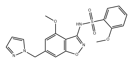 Benzenesulfonamide, 2-methoxy-N-[4-methoxy-6-(1H-pyrazol-1-ylmethyl)-1,2-benzisoxazol-3-yl]-,2569008-99-5,结构式