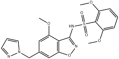 Benzenesulfonamide, 2,6-dimethoxy-N-[4-methoxy-6-(1H-pyrazol-1-ylmethyl)-1,2-benzisoxazol-3-yl]- Structure