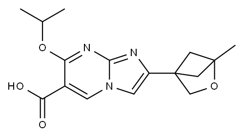 Imidazo[1,2-a]pyrimidine-6-carboxylic acid, 7-(1-methylethoxy)-2-(1-methyl-2-oxabicyclo[2.1.1]hex-4-yl)-,2573213-70-2,结构式