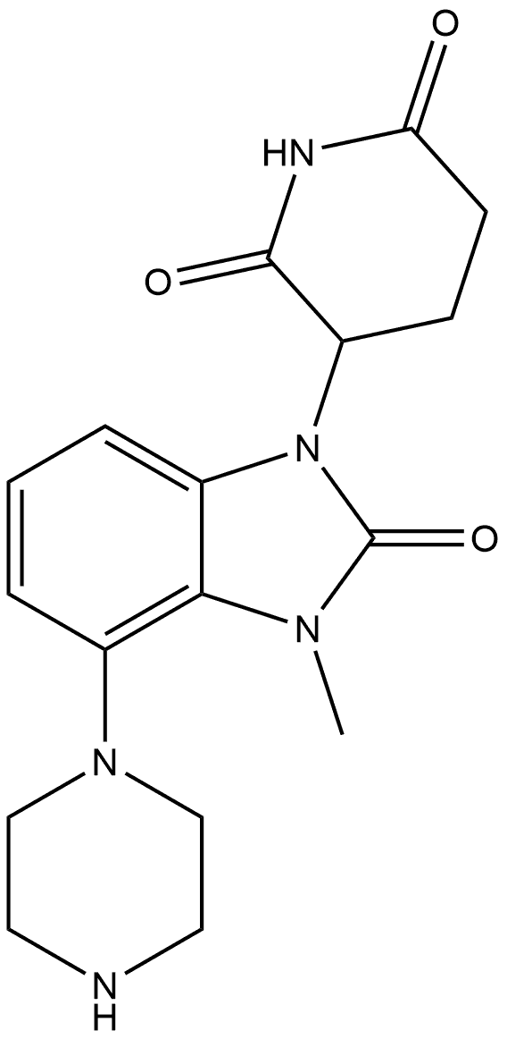 3-[3-甲基-2-氧代-4-(1-哌嗪基)-2,3-二氢-1H-苯并[D]咪唑-1-基]哌啶-2,6-二酮, 2573307-47-6, 结构式