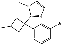 4H-1,2,4-Triazole, 3-[1-(3-bromophenyl)-3-methylcyclobutyl]-4-methyl-,2573776-82-4,结构式