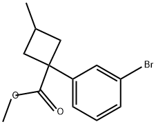 Cyclobutanecarboxylic acid, 1-(3-bromophenyl)-3-methyl-, methyl ester Struktur