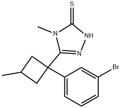 3H-1,2,4-Triazole-3-thione, 5-[1-(3-bromophenyl)-3-methylcyclobutyl]-2,4-dihydro-4-methyl- Struktur
