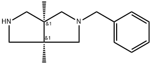 Pyrrolo[3,4-c]pyrrole, octahydro-3a,6a-dimethyl-2-(phenylmethyl)-, (3aR,6aS)-rel- Struktur