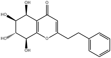 4H-1-Benzopyran-4-one, 5,6,7,8-tetrahydro-5,6,7,8-tetrahydroxy-2-(2-phenylethyl)-, (5S,6S,7R,8S)- Struktur