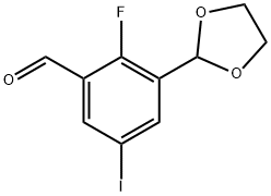 3-(1,3-Dioxolan-2-yl)-2-fluoro-5-iodobenzaldehyde Struktur