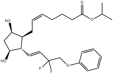 5-Heptenoic acid, 7-[(1S,2S,3S,5R)-2-[(1E)-3,3-difluoro-4-phenoxy-1-buten-1-yl]-3,5-dihydroxycyclopentyl]-, 1-methylethyl ester, (5Z)- Struktur
