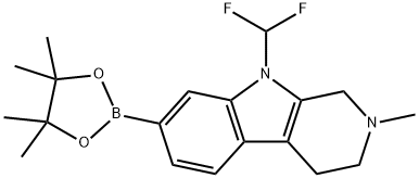 叔丁基9-(二氟甲基)-7-(4,4,5,5-四甲基-1,3,2-二氧硼杂硼烷-2-基)-1,3,4,9-四氢-2H-吡啶并[3 ,4-B]吲哚-2-羧酸酯, 2589701-35-7, 结构式