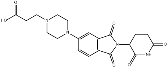 4-[2-(2,6-dioxo-3-piperidinyl)-2,3-dihydro-1,3-dioxo-1H-isoindol-5-yl]-1-Piperazinepropanoic acid, Struktur