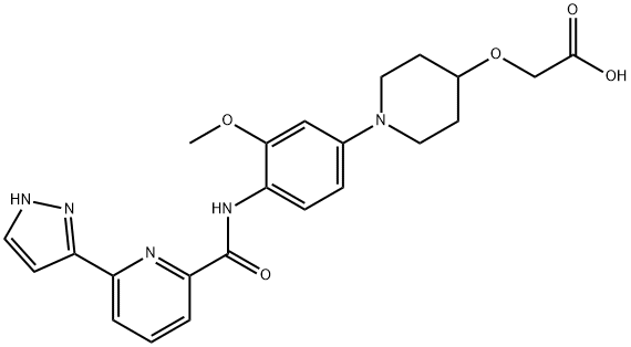 2597345-56-5 2-[[1-[3-甲氧基-4-[[[6-(1H-吡唑-3-基)-2-吡啶基]羰基]氨基]苯基]-4-哌啶基]氧基]乙酸