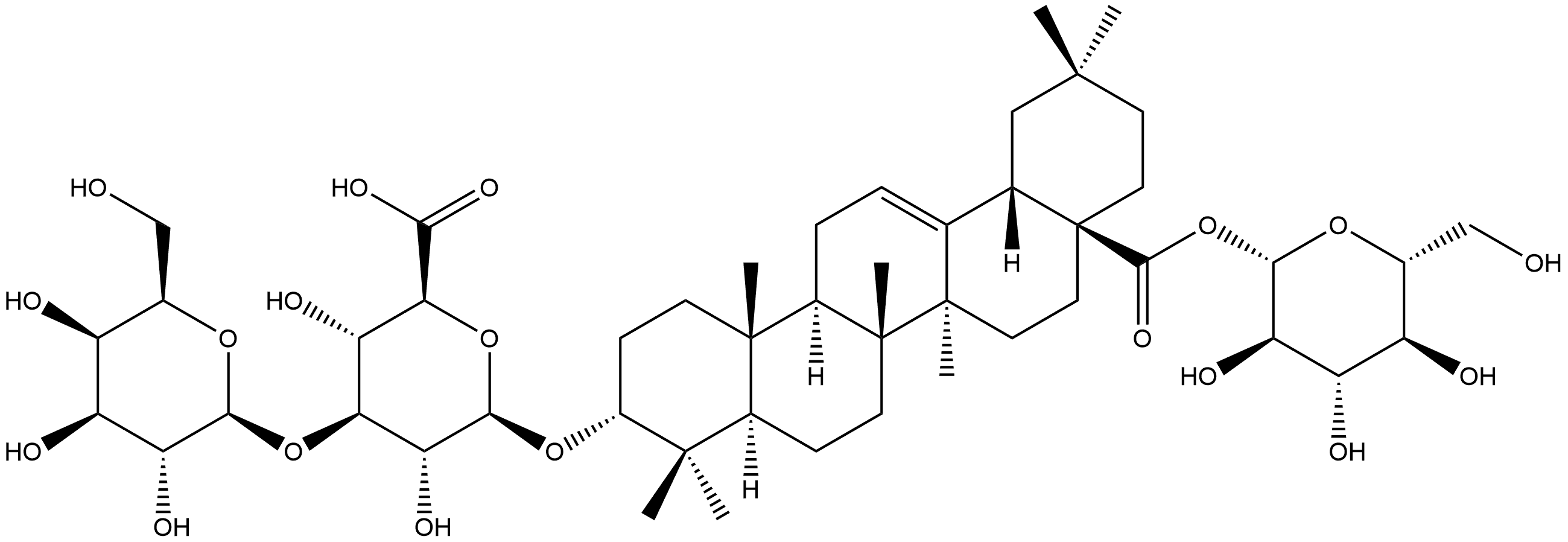 β-D-Glucopyranosiduronic acid, (3β)-28-(β-D-glucopyranosyloxy)-28-oxoolean-12-en-3-yl 3-O-β-D-galactopyranosyl-|金盏花苷H