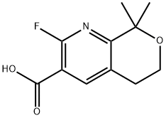2-Fluoro-5,8-dihydro-8,8-dimethyl-6H-pyrano[3,4-b]pyridine-3-carboxylic acid Struktur