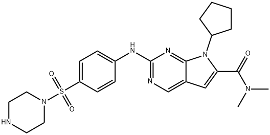 7H-Pyrrolo[2,3-d]pyrimidine-6-carboxamide, 7-cyclopentyl-N,N-dimethyl-2-[[4-(1-piperazinylsulfonyl)phenyl]amino]- Structure