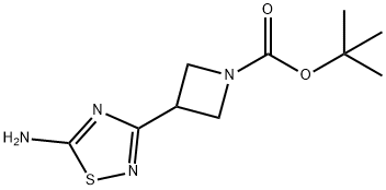 3-(5-氨基-1,2,4-噻二唑-3-基)氮杂环丁烷-1-甲酸叔丁酯, 2613381-89-6, 结构式