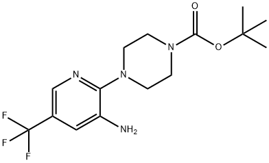 tert-butyl
4-[3-amino-5-(trifluoromethyl)pyridin-2-yl]piperazi
ne-1-carboxylate 结构式