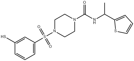 4-(3-sulfanylbenzenesulfonyl)-N-[1-(thiophen-2-yl)ethyl]piperazine-1-carboxamide,2613385-44-5,结构式