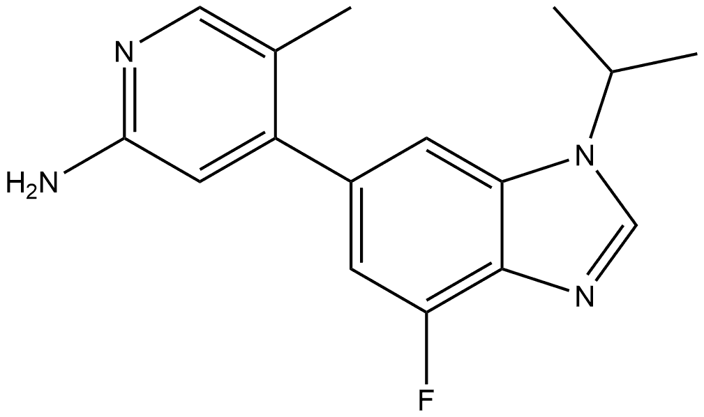 4-[4-Fluoro-1-(1-methylethyl)-1H-benzimidazol-6-yl]-5-methyl-2-pyridinamine,2620709-53-5,结构式