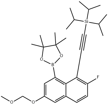 ((2-氟-6-(甲氧基甲氧基)-8-(4,4,5,5-四甲基-1,3,2-二氧杂硼硼烷-2-基)萘-1-基)乙炔基)三异丙基硅烷,2621932-37-2,结构式