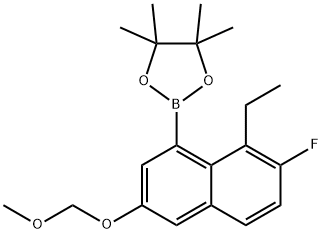 2-(8-乙基-7-氟-3-(甲氧基甲氧基)萘-1-基)-4,4,5,5-四甲基-1,3,2-二氧硼烷, 2621932-48-5, 结构式