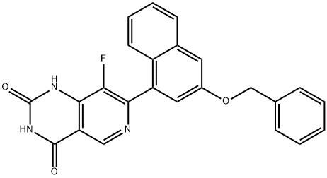 Pyrido[4,3-d]pyrimidine-2,4(1H,3H)-dione, 8-fluoro-7-[3-(phenylmethoxy)-1-naphthalenyl]- Structure