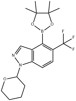 1-(四氢-2H-吡喃-2-基)-5-(三氟甲基)吲唑-4-硼酸频哪醇酯, 2621939-51-1, 结构式