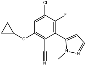 4-氯-6-环丙氧基-3-氟-2-(1-甲基-1H-吡唑-5-基)苯甲腈, 2629317-95-7, 结构式