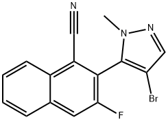 1-Naphthalenecarbonitrile, 2-(4-bromo-1-methyl-1H-pyrazol-5-yl)-3-fluoro- 结构式