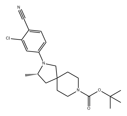 2,8-Diazaspiro[4.5]decane-8-carboxylic acid, 2-(3-chloro-4-cyanophenyl)-3-methyl-, 1,1-dimethylethyl ester, (3S)- Struktur