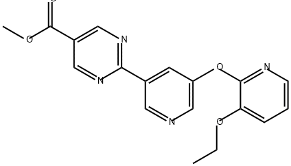 5-Pyrimidinecarboxylic acid, 2-[5-[(3-ethoxy-2-pyridinyl)oxy]-3-pyridinyl]-, methyl ester 结构式
