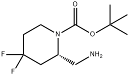 1-Piperidinecarboxylic acid, 2-(aminomethyl)-4,4-difluoro-, 1,1-dimethylethyl ester, (2S)-,2639624-14-7,结构式