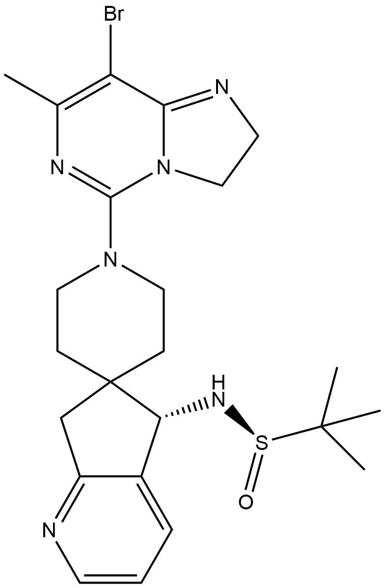 (R)-N-((S)-1'-(8-溴-7-甲基-2,3-二氢咪唑并[1,2-C]嘧啶-5-基)-5,7-二氢螺[环戊基] B]吡啶-6,4'-哌啶]-5-基)-2-甲基丙烷-2-亚磺酰胺 结构式