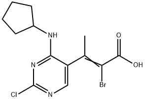 2-Butenoic acid, 2-bromo-3-[2-chloro-4-(cyclopentylamino)-5-pyrimidinyl]- Struktur