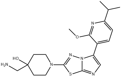 4-Piperidinol, 4-(aminomethyl)-1-[5-[2-methoxy-6-(1-methylethyl)-3-pyridinyl]imidazo[2,1-b]-1,3,4-thiadiazol-2-yl]- Structure