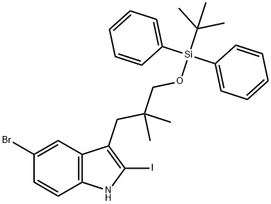 1H-Indole, 5-bromo-3-[3-[[(1,1-dimethylethyl)diphenylsilyl]oxy]-2,2-dimethylpropyl]-2-iodo- Struktur