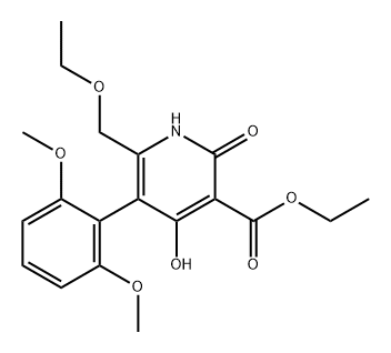 3-Pyridinecarboxylic acid, 5-(2,6-dimethoxyphenyl)-6-(ethoxymethyl)-1,2-dihydro-4-hydroxy-2-oxo-, ethyl ester Structure
