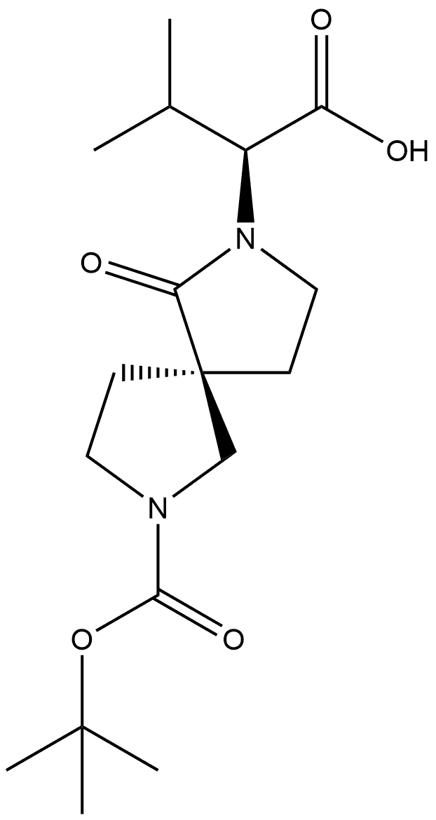 (2S)-3-甲基-2-[(5R)-7-[(2-甲基丙-2-基)氧羰基]-1-氧代-2,7-二氮杂螺[4.4]壬-2-基]丁酸, 2641823-77-8, 结构式