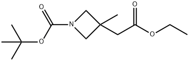 3-(2-乙氧基-2-氧代-乙基)-3-甲基-氮杂环丁烷-1-羧酸叔丁酯 结构式