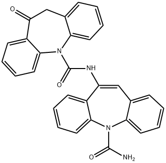 5H-Dibenz[b,f]azepine-5-carboxamide, N-[5-(aminocarbonyl)-5H-dibenz[b,f]azepin-10-yl]-10,11-dihydro-10-oxo- Structure