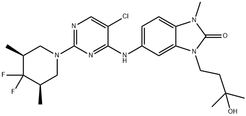 2H-Benzimidazol-2-one, 5-[[5-chloro-2-[(3R,5S)-4,4-difluoro-3,5-dimethyl-1-piperidinyl]-4-pyrimidinyl]amino]-1,3-dihydro-3-(3-hydroxy-3-methylbutyl)-1-methyl- Structure
