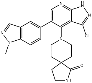 2,8-Diazaspiro[4.5]decan-1-one, 8-[3-chloro-5-(1-methyl-1H-indazol-5-yl)-1H-pyrazolo[3,4-b]pyridin-4-yl]-,2648453-53-4,结构式