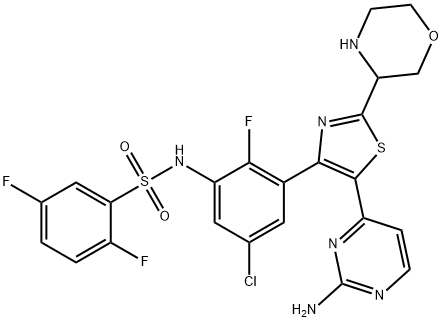 Benzenesulfonamide, N-[3-[5-(2-amino-4-pyrimidinyl)-2-(3-morpholinyl)-4-thiazolyl]-5-chloro-2-fluorophenyl]-2,5-difluoro-|化合物 B-RAF IN 5