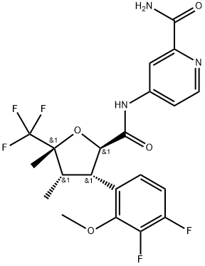 2-Pyridinecarboxamide, 4-[[[(2R,3S,4S,5R)-3-(3,4-difluoro-2-methoxyphenyl)tetrahydro-4,5-dimethyl-5-(trifluoromethyl)-2-furanyl]carbonyl]amino]- Struktur