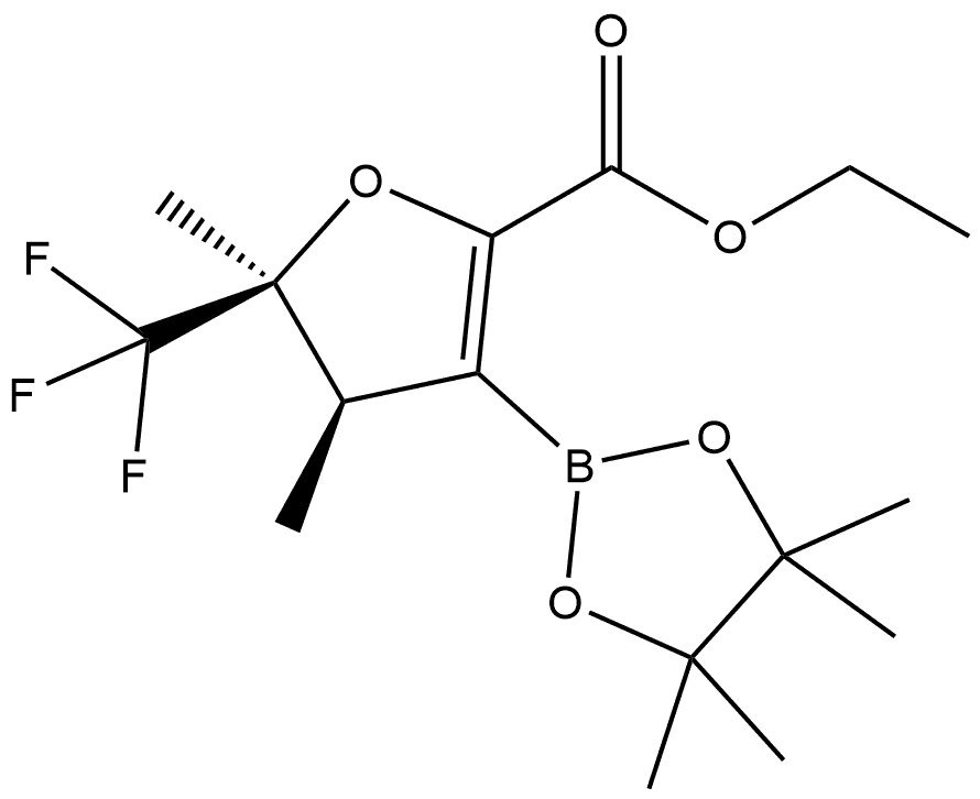 REL-乙基(4R,5S)-4,5-二氢-4,5-双甲基-3-(4,4,5,5-四甲基-1,3,2-二氧杂硼烷-2-基)-5-(三氟甲基)-2-呋喃甲酸酯 结构式