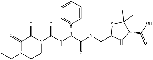 4-Thiazolidinecarboxylic acid, 2-[[[(2R)-2-[[(4-ethyl-2,3-dioxo-1-piperazinyl)carbonyl]amino]-2-phenylacetyl]amino]methyl]-5,5-dimethyl-, (4S)- Structure