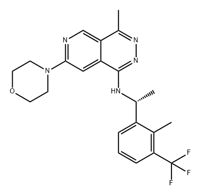 Pyrido[3,4-d]pyridazin-1-amine, 4-methyl-N-[(1R)-1-[2-methyl-3-(trifluoromethyl)phenyl]ethyl]-7-(4-morpholinyl)- Struktur