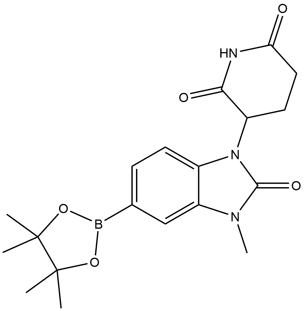 3-(3-甲基-2-氧代-5-(4,4,5,5-四甲基-1,3,2-二氧杂硼烷-2-基)-2,3-二氢-1H-苯并[D]咪唑-1-基)哌啶-2,6-二酮, 2655649-30-0, 结构式
