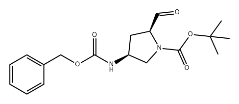 1-Pyrrolidinecarboxylic acid, 2-formyl-4-[[(phenylmethoxy)carbonyl]amino]-, 1,1-dimethylethyl ester, (2S,4S)- Struktur