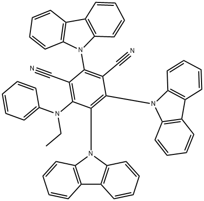 1,3-Benzenedicarbonitrile, 2,4,5-tri-9H-carbazol-9-yl-6-(ethylphenylamino)- Structure